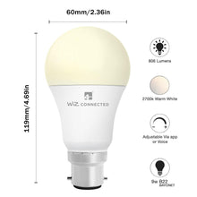 Load image into Gallery viewer, WiZ LED A60 Smart Bulb Wifi BC (B22) Warm White &amp; Dimmable, 1 Pack