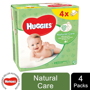 Huggies Natural Care Baby Wipes with Natural Fibres & Aloe Vera, 56 Wipes