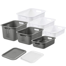 Load image into Gallery viewer, SmartStore Basket Recycled Storage Box With Plastic Lid, White or Taupe