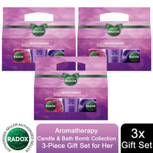 Load image into Gallery viewer, Radox Aromatherapy Candle &amp; Bath Bomb Collection 3-Piece Gift Set for Her