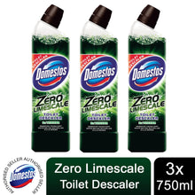 Load image into Gallery viewer, Domestos Zero Limescale Toilet Descaler Removes 100% Limescal 750 ml, 3 Pack