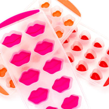 Load image into Gallery viewer, PMS Lips, Heart, Flower Shaped Novelty Ice Cube Tray, Dishwasher Safe, Assorted