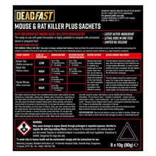 Load image into Gallery viewer, Deadfast Mouse and Rat Killer Plus Rodent Control Poison 8 Sachets