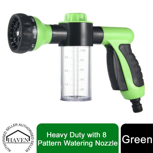 Haven Garden Foam Water Sprayer, Heavy Duty with 8 Pattern Watering Nozzle,Green