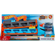Load image into Gallery viewer, Hot Wheels Speedway Hauler and Three Vehicles