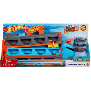 Hot Wheels Speedway Hauler and Three Vehicles