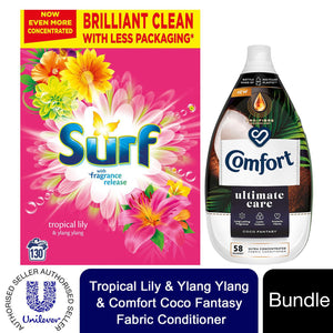 Laundry Bundle 1x130W Surf Laundry Powder & 1x58W Comfort Fabric Conditioner
