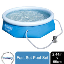 Load image into Gallery viewer, Bestway Inflatable Family Paddling Swimming Round Pool 8ft X 26&quot; With Filter Pump, 2100L
