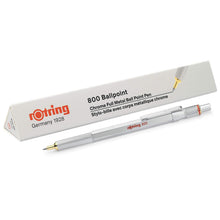 Load image into Gallery viewer, Rotring 800 Ballpoint Pen Medium Point Blue Ink Silver Barrel Refillable