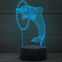 Load image into Gallery viewer, Aquarius Colour Changing 3D Dolphin Designed LED Hologram Night Lamp Light
