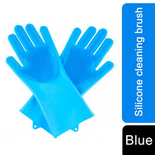 Load image into Gallery viewer, 2 in1 Blue Silicone Cleaning Household, Kitchen &amp; Pet Care Gloves with Scrubber