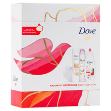 Load image into Gallery viewer, Dove Radiantly Refreshing Body Selection 3pcs + Shower Puff Gift Set for her