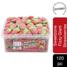 Load image into Gallery viewer, Sweetzone Giant Strawberries Jelly Sweets Tub HMC Approved 100% Halal 120 Pieces