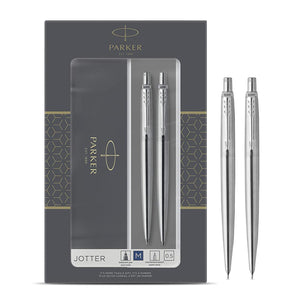 Parker Jotter Ball Pen & Mechanical Pencil Duo Gift Set Stainless Steel 0.5mm