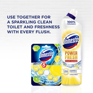6x Domestos Power Fresh Antibacterial Toilet Cleaner Citrus Fresh, 700 ml