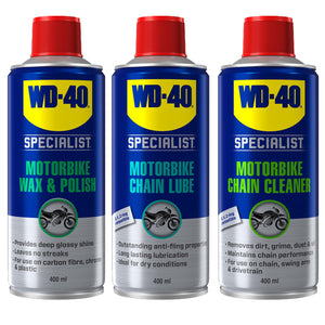 WD-40 Specialist Motorbike Bundle, Chain Cleaner, Lube, Wax & Polish Each 400ml