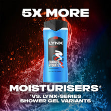 Load image into Gallery viewer, 3pk of 250ml Lynx 12hrs Refreshing Fragrance Shower Gel with 100% Moisturisers
