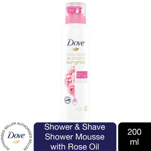 2 Pack of 200ml Dove Shower and Shave Rose Shover Mousse with Rose Oil