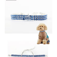 Load image into Gallery viewer, AQ Luxury Diamond Rhinestones &amp; Thick Silver Plating Medium Collar for Pet -Blue