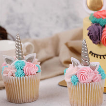 Load image into Gallery viewer, Haven Large Unicorn Cake Decoration  With 1 horn, 2 ears and 2 eyelashes., Silver