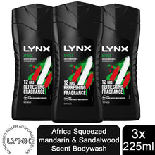 Load image into Gallery viewer, 3pk of 250ml Lynx 12hrs Refreshing Fragrance Shower Gel with 100% Moisturisers