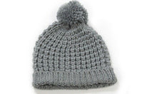 Load image into Gallery viewer, Women's Stylish &amp; Warm Crochet Knit Pom Pom Hat - GREY