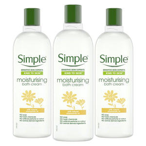 3xof400ml Simple Kind to Skin Moisturising Bath Cream with Natural Chamomile Oil