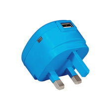 Load image into Gallery viewer, GVC 1A USB 3Pin Mains Eco-friendly Charger - Blue
