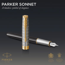 Load image into Gallery viewer, Parker Sonnet Fountain Pen Premium Fine 18K Gold Nib Black Ink Gift Box