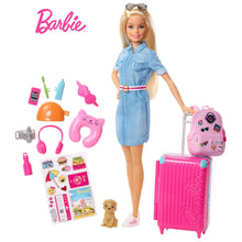 Load image into Gallery viewer, Barbie® Doll and Travel Set with Puppy, Luggage and 10+ Accessories, Multicolour