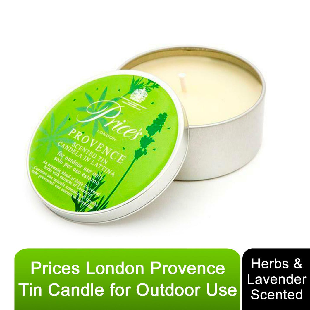 Prices London Provence Herbs & Lavender Scented Tin Candle for Outdoor Use Only