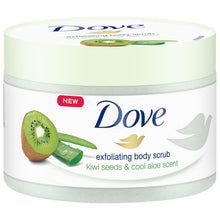 Load image into Gallery viewer, Dove Exfoliating Body Polish Kiwi &amp; Cool Aloe Body Scrub 225ml, 3pk or 6pk