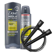 Load image into Gallery viewer, Dove Men+Care Sports Active Duo &amp; Skipping Rope Gift Set for Him, BodyWash &amp; Deo