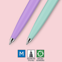 Load image into Gallery viewer, Parker Jotter Ballpoint Pen Pastel Collection Mint Purple Medium Nib Blue Ink 2x