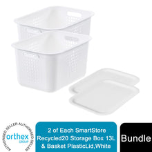 Load image into Gallery viewer, 2 of Each SmartStore Recycled20 Storage Box 13L &amp; Basket PlasticLid,White