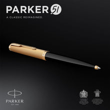 Load image into Gallery viewer, Parker 51 Ballpoint Pen Delux Black Medium 18k Gold Nib Black Ink Gift Box