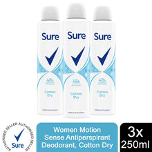 Load image into Gallery viewer, Sure Women Motion Sense Antiperspirant Deodorant, 3 Pack, 250ml