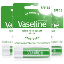Load image into Gallery viewer, 3x4g Vaseline Lip Therapy+SPF15 PetroleumJelly Stick - Aloe/Original/Cocoa/Rosy