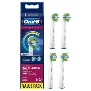 4xOral-B FlossAction, CrossAction, 3D White or Sensi Clean Toothbrush RefillHead
