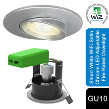 Load image into Gallery viewer, 4lite WiZ Connected GU10 White LED Lamp &amp; Satin Chrome Adjustable Downlight IP20