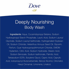 Load image into Gallery viewer, Dove Deeply Nourishing ¼ Moisturising Cream Body Wash, 3 Pack of 450ml