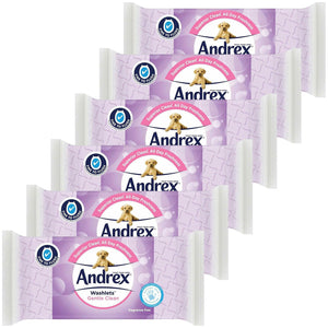 6x Andrex Washlets Gentle Clean, Skin Kind or Classic Clean Toilet Tissue Wipes