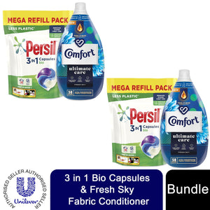 Laundry Bundle 2x50W Persil Bio Capsules & 2x58W Comfort Fabric Conditioner