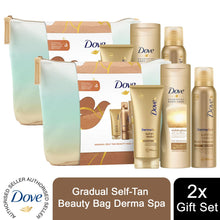 Load image into Gallery viewer, Dove Gradual Self-Tan Beauty Bag Derma Spa 3pcs Gift Set For Her with Beauty Bag