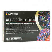 Load image into Gallery viewer, Christmas 50 LED B/O Timer String Light colour