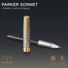 Load image into Gallery viewer, Parker Sonnet BallPoint Pen Premium Metal 18K Gold Nib Black Ink Gift Box