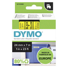 Load image into Gallery viewer, DYMO Labels Self Adhesive D1 24mm x 7mm Black Print on Yellow Tape Authentic