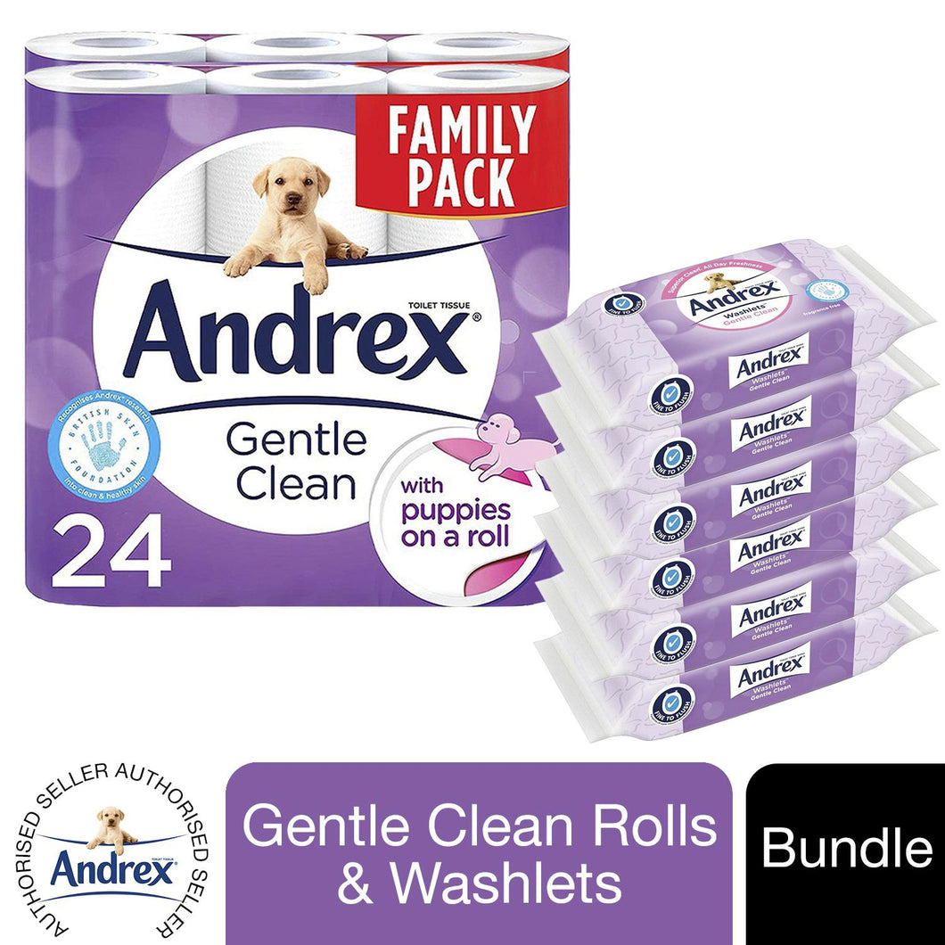 Andrex Toilet Paper Gentle Clean, 24 Rolls & Andrex Washlets Gentle Clean, 6pk