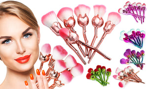 6 Pieces Rose MakeUp Brushes