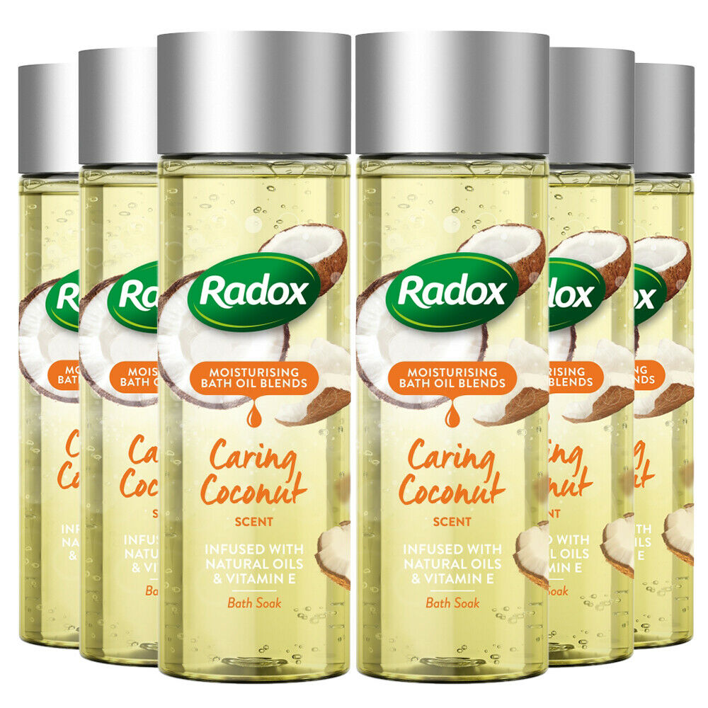 Radox Moisturising Bath Oil, Caring Coconut Scent, Pack of 6, 200ml